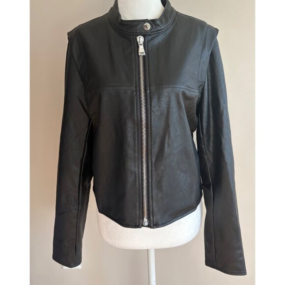 Spanx NWT Faux Leather Moto Jacket in Luxe Black Women’s Large - Picture 3 of 16